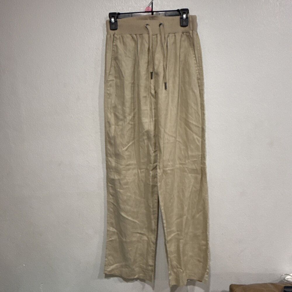 Women’s Vintage American Essentials Luxury Tan Drawstring Pull On Pants Sz Small